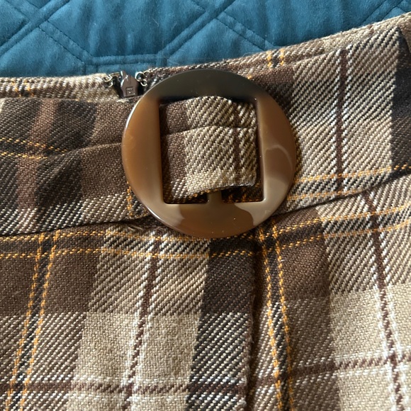 Vintage retro brown plaid skirt - Picture 3 of 7